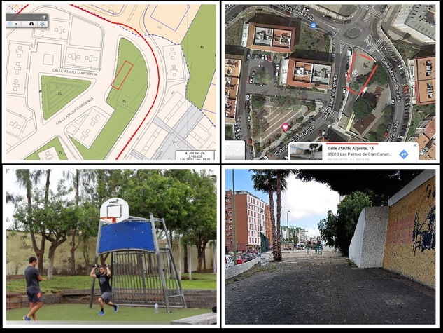 Ubicación cancha multifuncional y ejemplo de la estructura solicitada