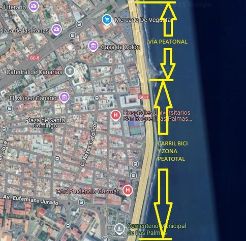 Foto que identifica el tramo de la Avenida Marítima que se propone regular
